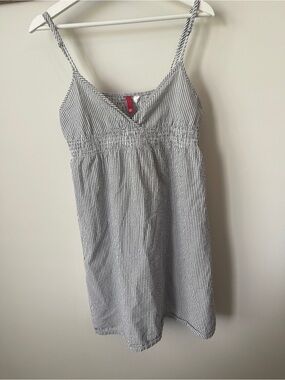 H&M White and Navy Striped Mini Dress